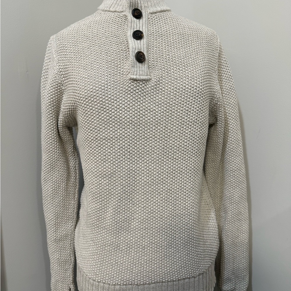 Lucky Brand Cream Buttoned Turtleneck Sweater